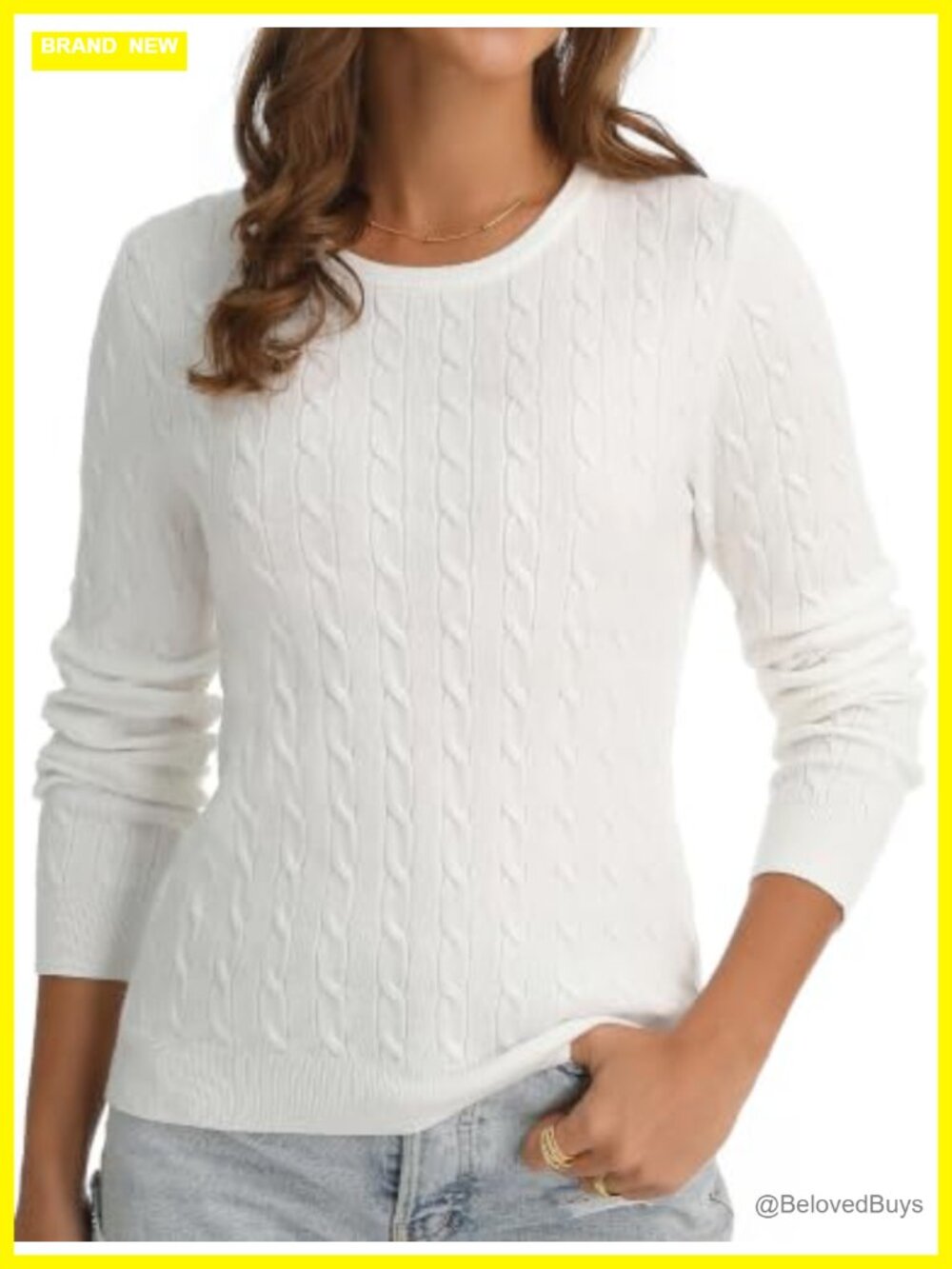 Cable Knit Sweater Women Lightweight Long Sleeve Pullover
